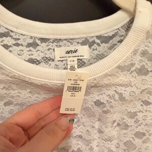 Aerie White Lace Detail Top